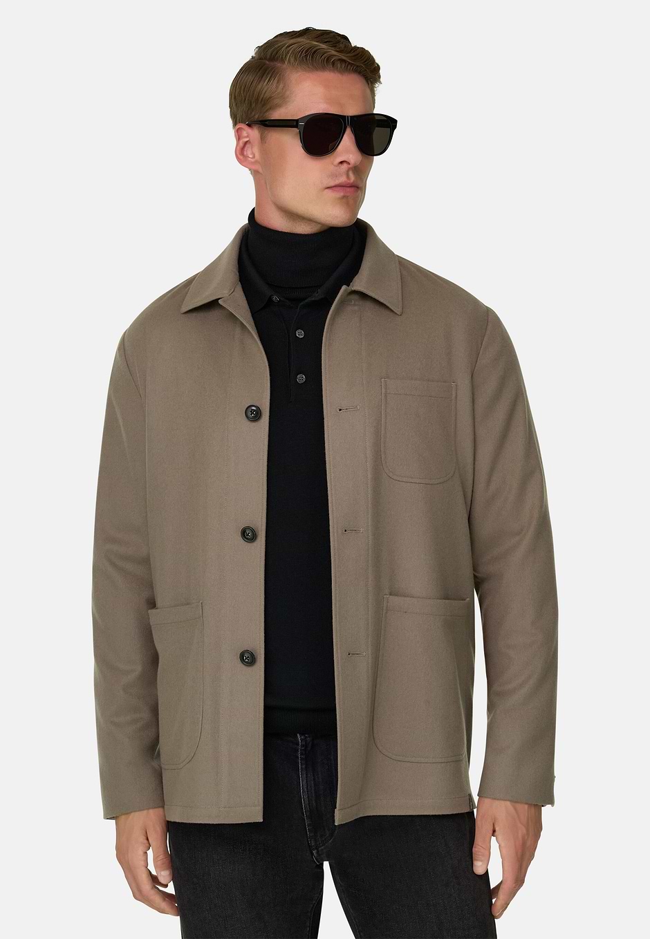 Giacca Camicia TRADE in Cashmere, Fango, hi-res