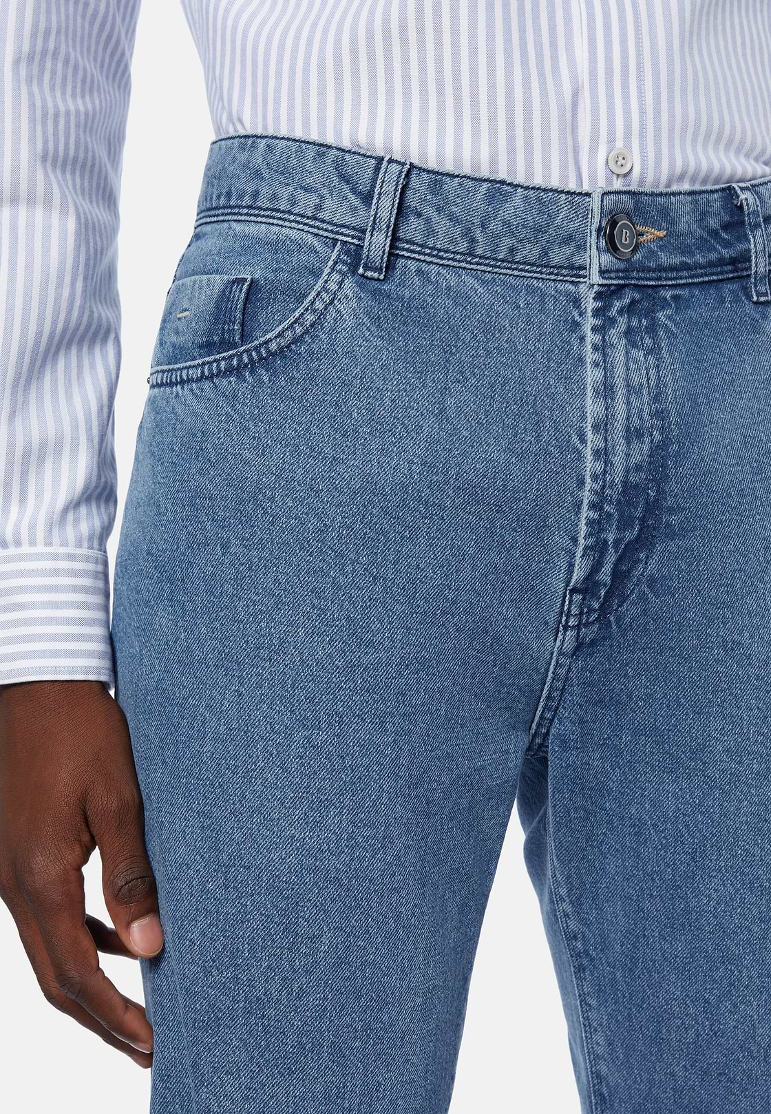 Light Blue Stretch Denim Jeans, , hi-res