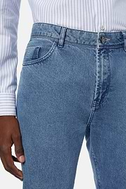 Jean En Denim Extensible Bleu À Délavage Clair, , hi-res