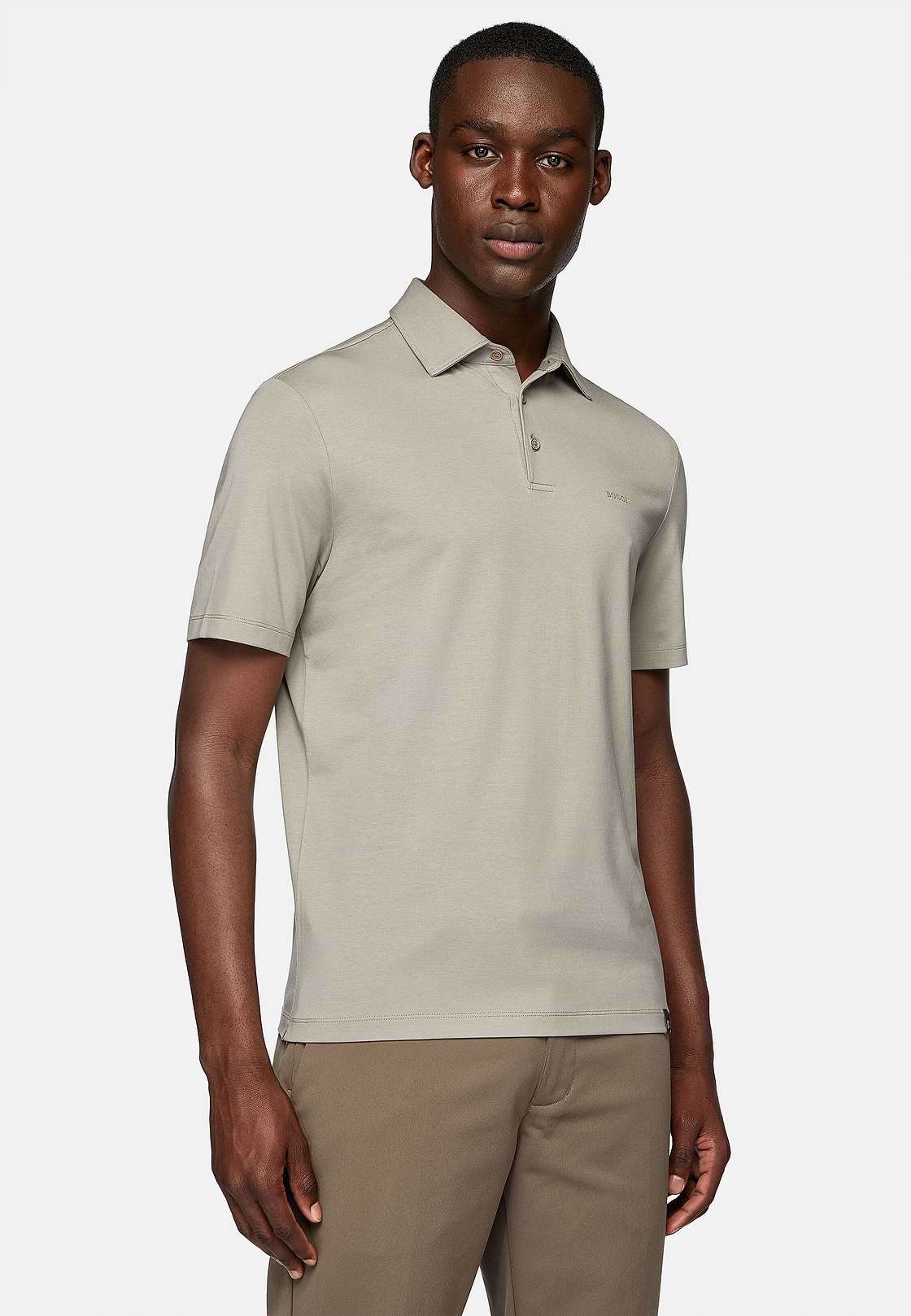 Polo Shirt In Stretch Supima Cotton, Taupe, hi-res