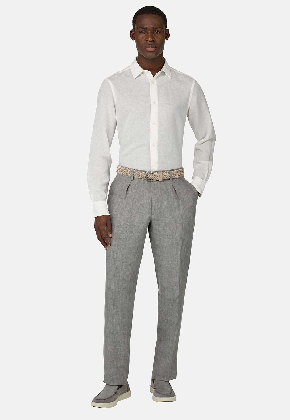 Regular Fit Tencel Linen Shirt, White, hi-res