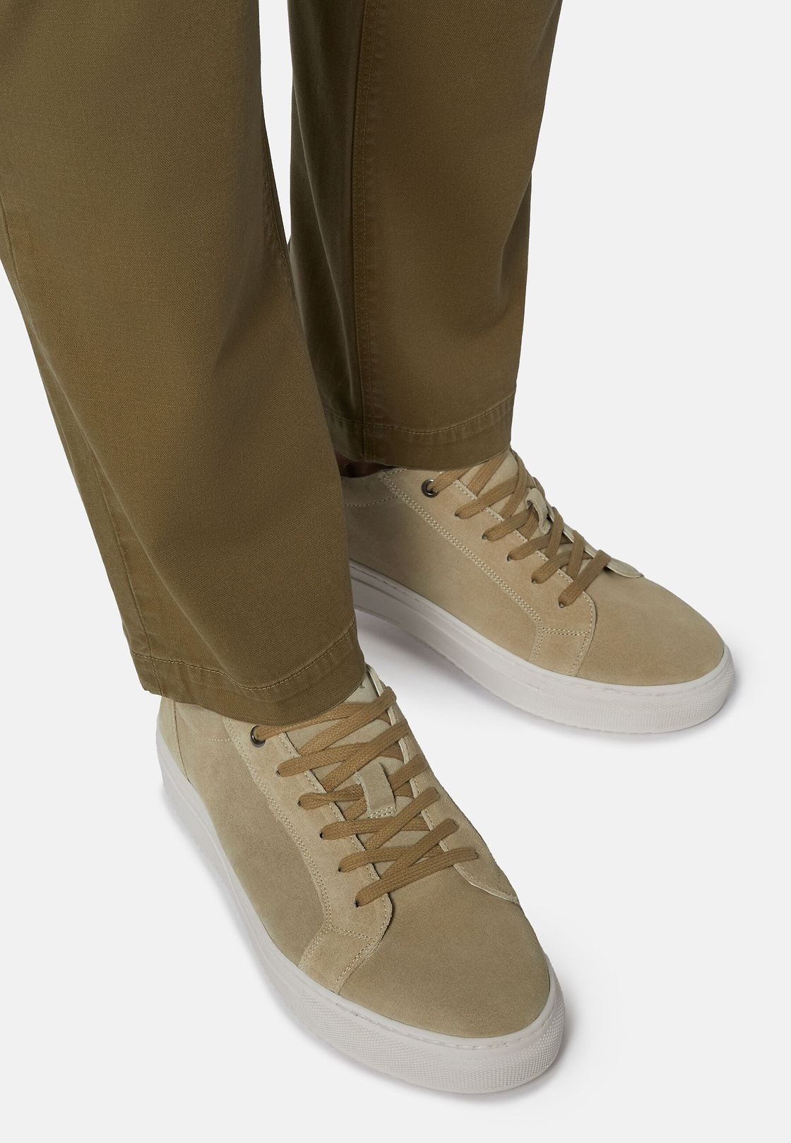 Suede Sneakers With Box Sole, Sand, hi-res