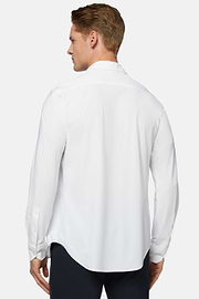 White Stretch Nylon Slim Fit Shirt, White, hi-res