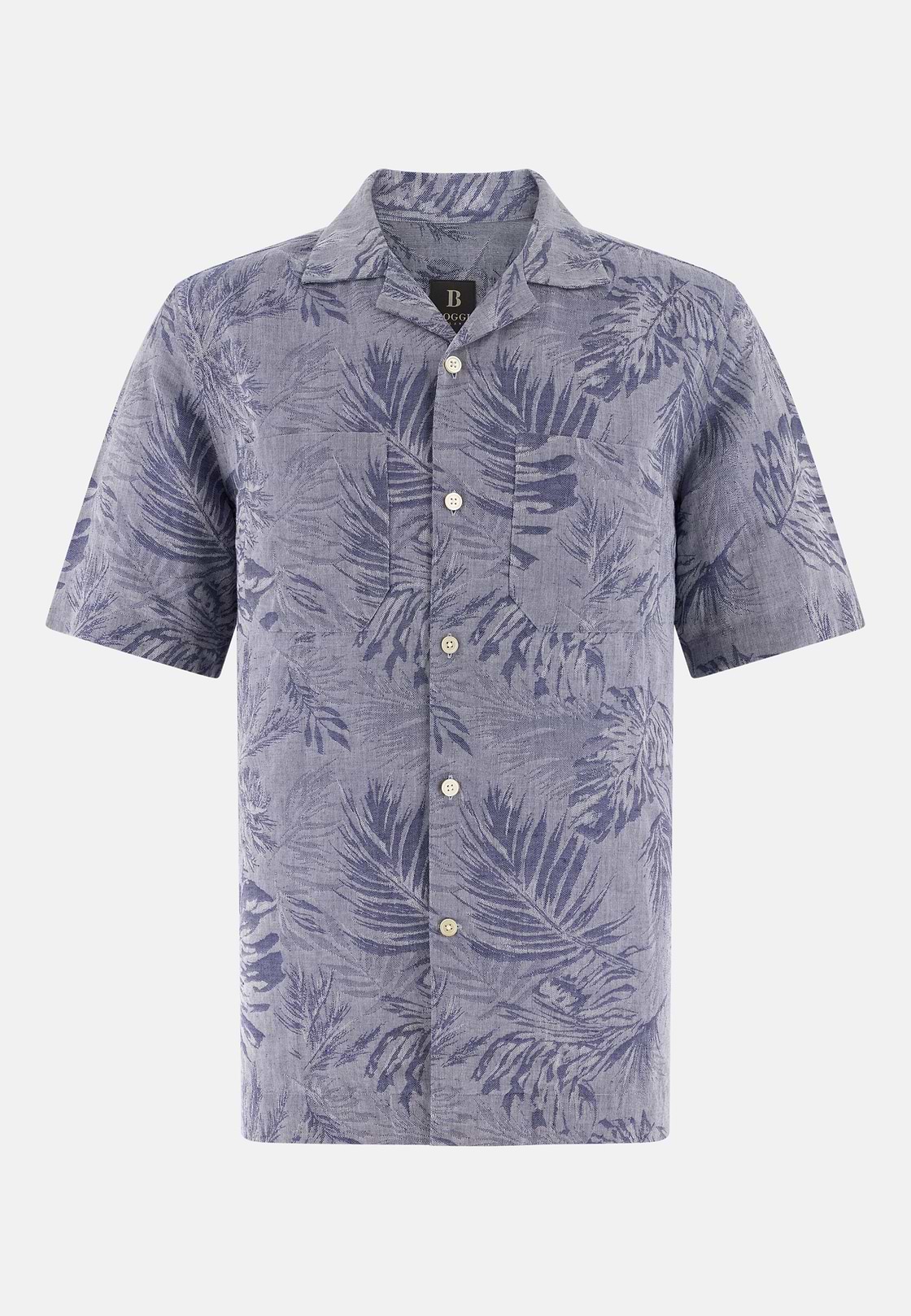 Camicia In Lino Cotone Regular Fit, Navy, hi-res, 6