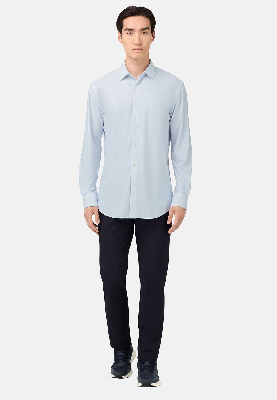 Slim Fit Stretch Nylon Shirt, Light Blue, hi-res