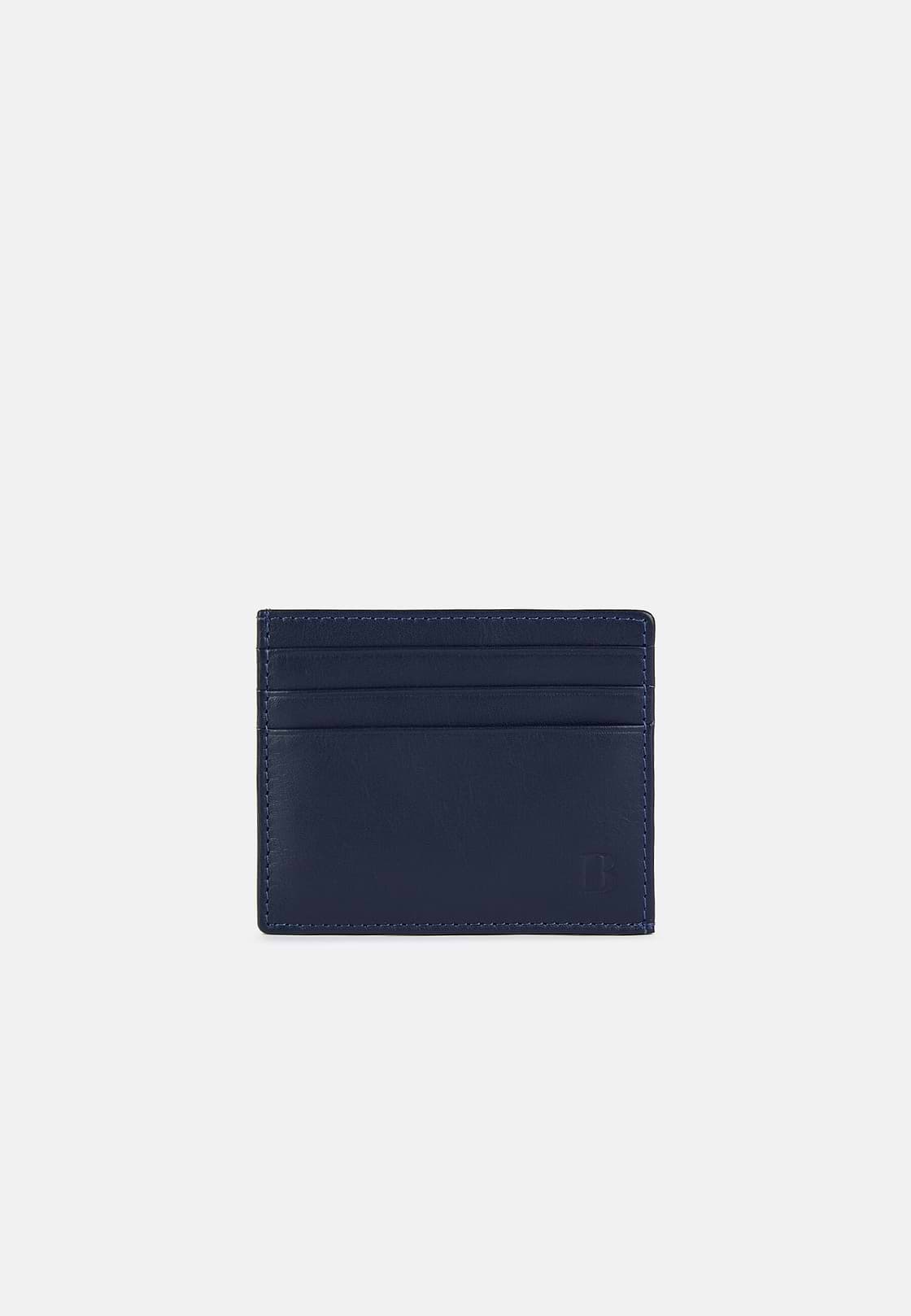 Leather Credit Card Holder, Navy blue, hi-res