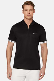 High-Performance Fabric Polo Shirt, Black, hi-res