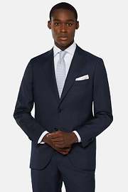 Navy Blue Micro Pattern Suit In Pure Wool, Navy blue, hi-res