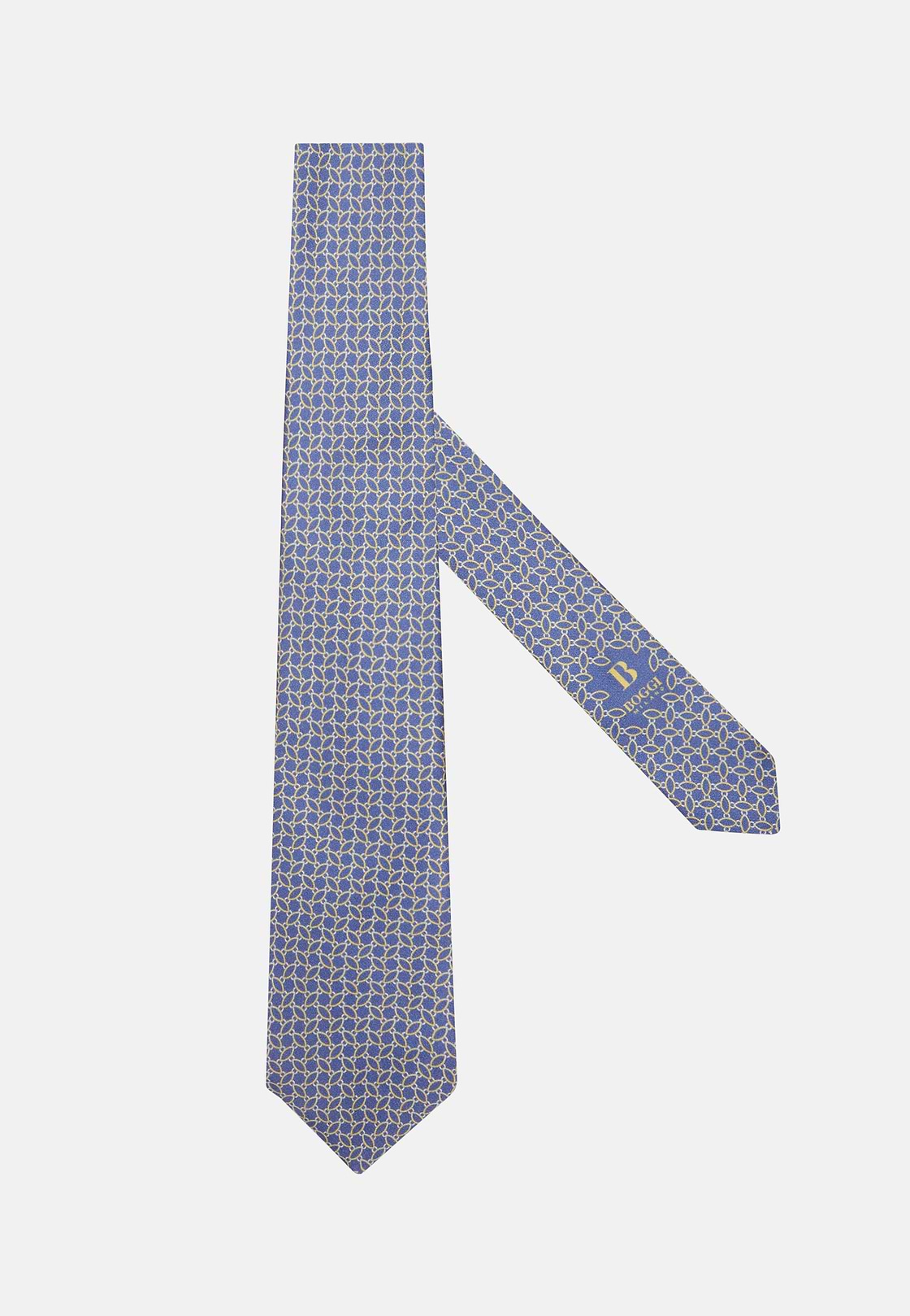 Stirrup Pattern Silk Tie, Blue, hi-res