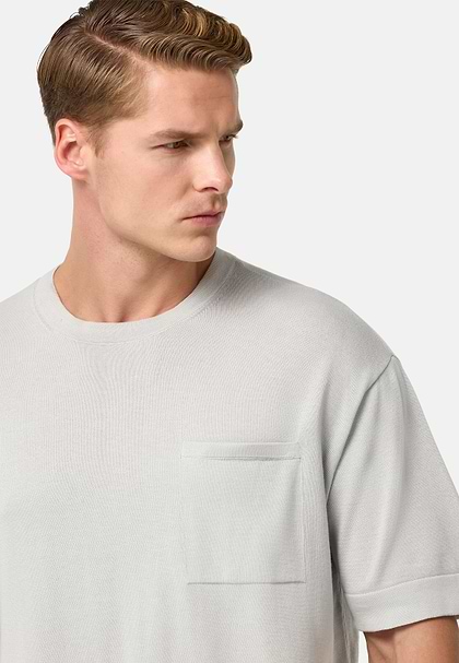 Pima Cotton Knitted T-Shirt, Ice, hi-res