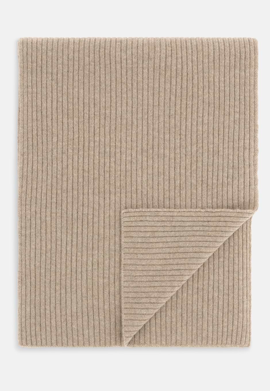 Foulard Côtelé en Cachemire, Sable, hi-res