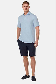 Cotton/Linen Piqué Polo Shirt, Light Blue, hi-res