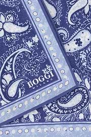 Paisley Print Silk Pocket Square, Blue, thumb, 3