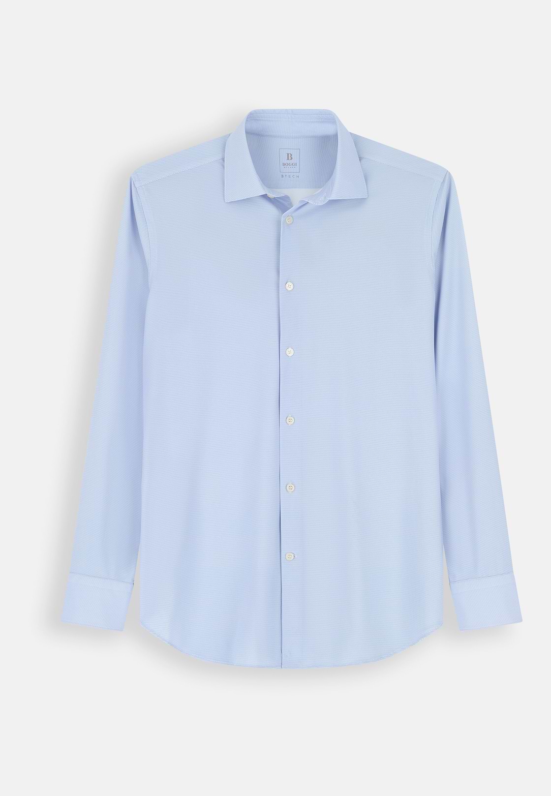 Shirt Micro Patterned Stretch Nylon Slim Fit B Tech, Light Blue, hi-res, 7