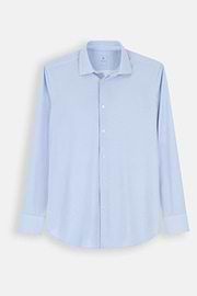 Shirt Micro Patterned Stretch Nylon Slim Fit B Tech, Light Blue, thumb, 7