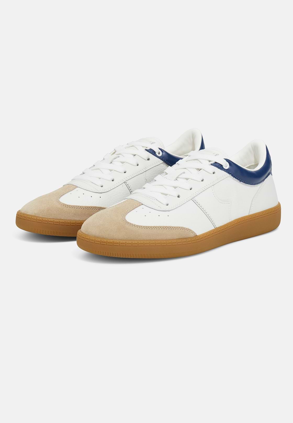 Tumbled Leather Trainers., White, hi-res