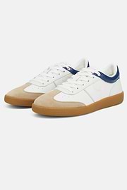 Tumbled Leather Trainers., White, hi-res