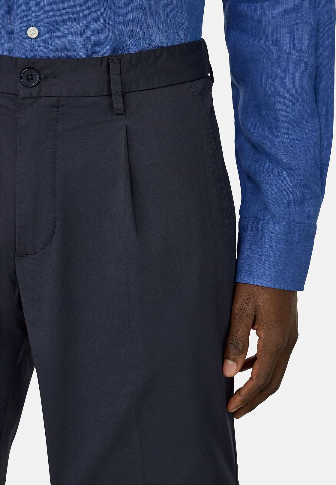 Stretch Cotton Bermuda Shorts, Navy blue, hi-res