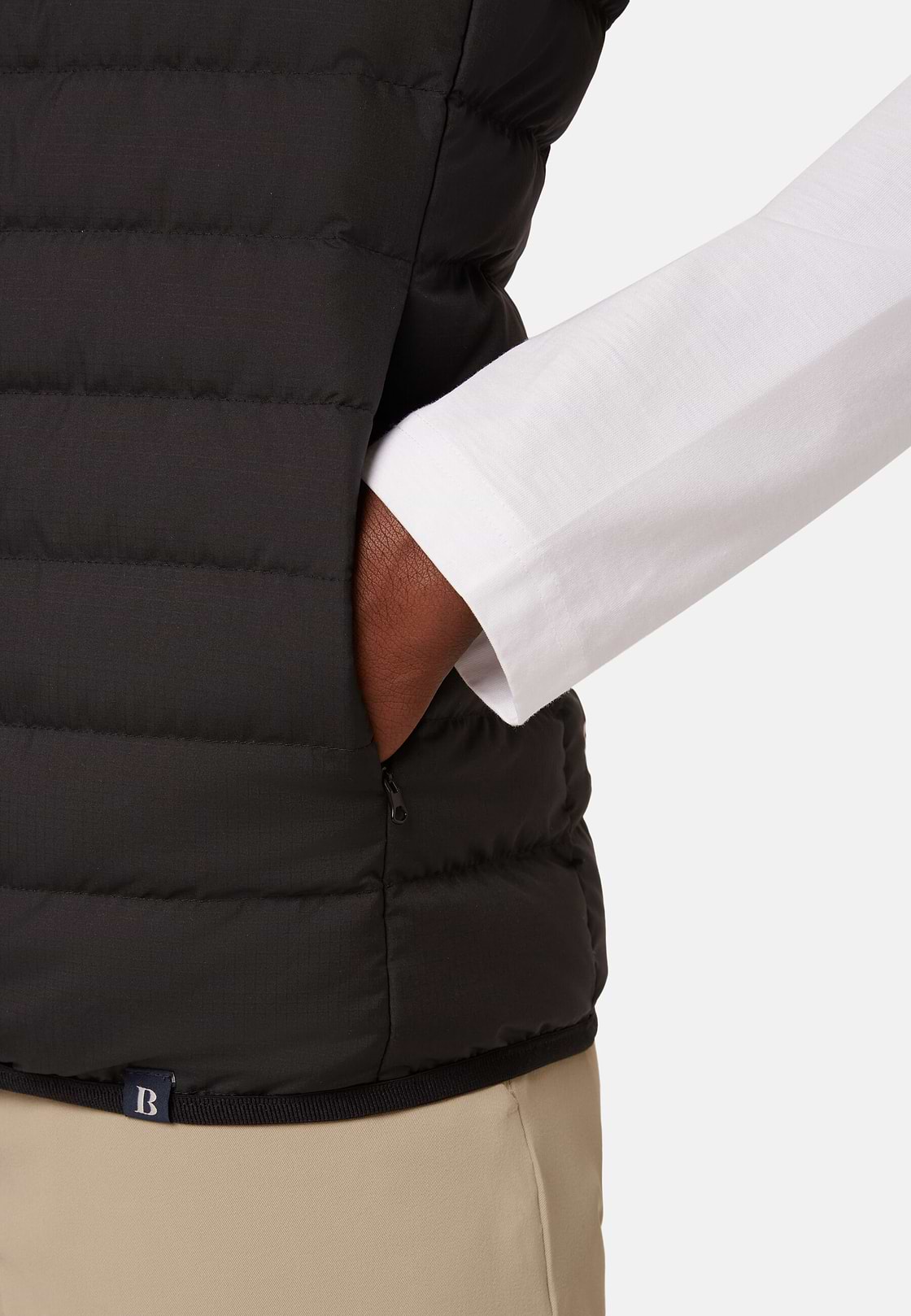 Gilet En Tissu Recyclé En Duvet D'Oie, Noir, hi-res