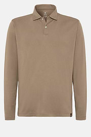 Polo Shirt in a Cotton Blend High-Performance Jersey, Brown, hi-res