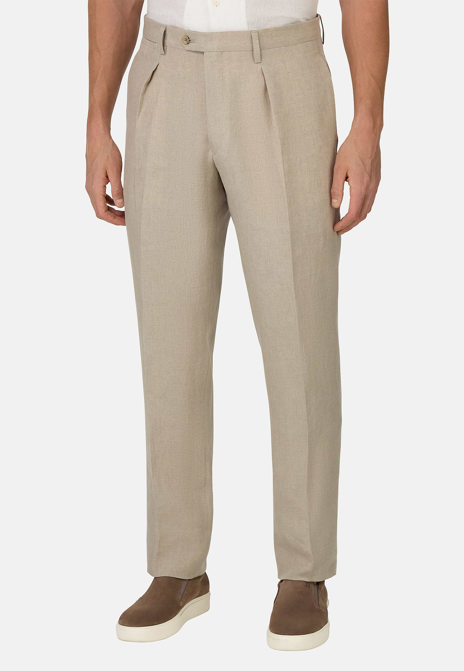 Pantalon En Pur Lin, Beige, hi-res