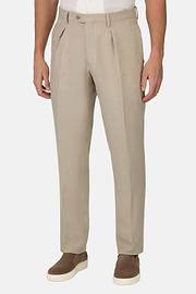 Pantalon En Pur Lin, Beige, thumb, 1