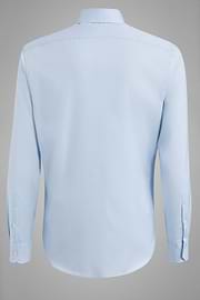 Camisa azul de algodón elastificado slim, , thumb, 4