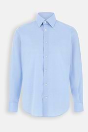 Herringbone Cotton Muslin Shirt Regular Fit, Light Blue, thumb, 7