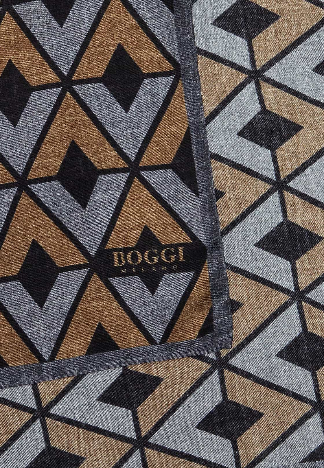 Macro Patterned Silk Pocket Square, Grey, hi-res