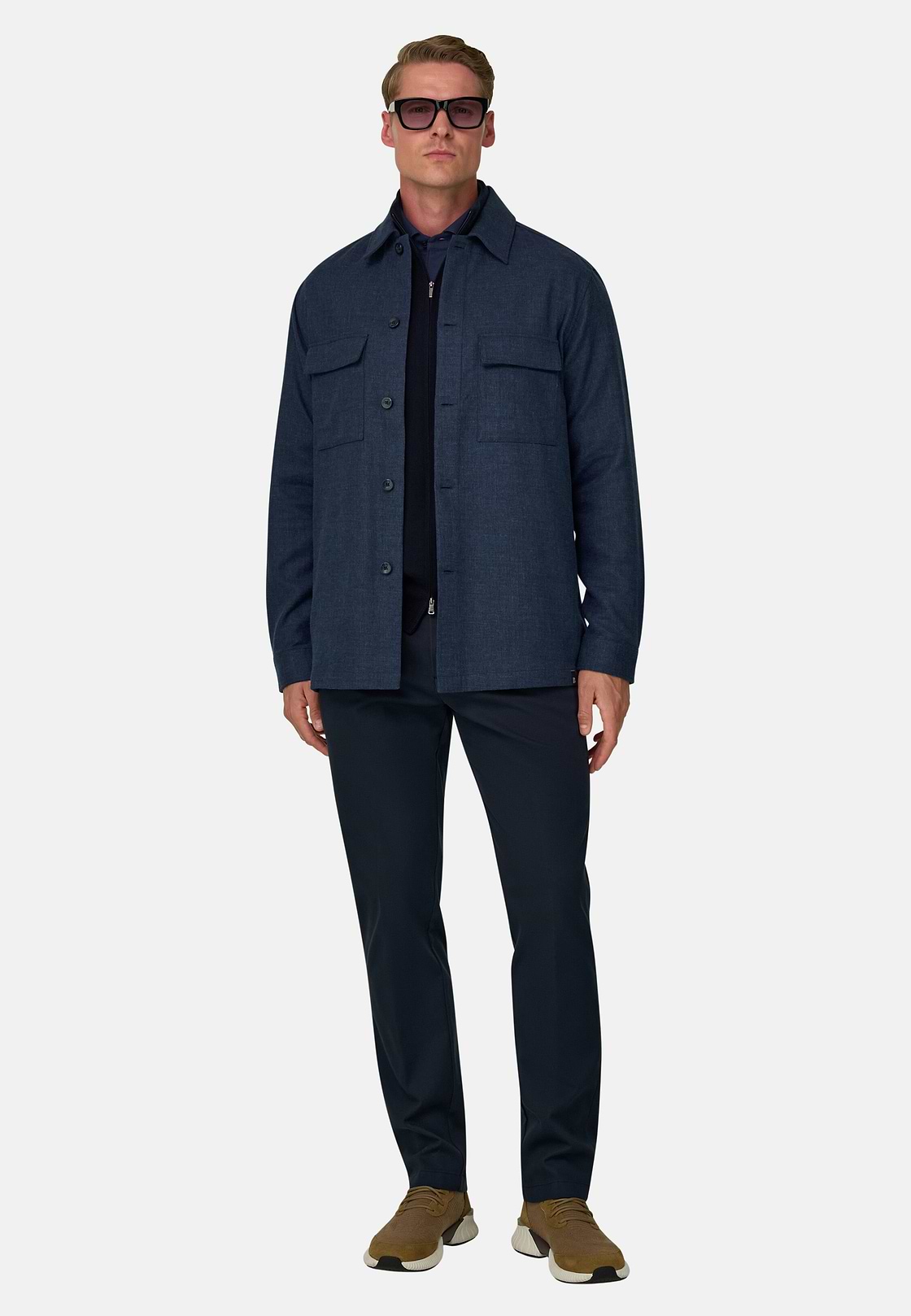 Overshirt in Double-Face Denim, Navy blue, hi-res, 2