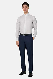 Camicia A Righe In Cotone Slim Fit, Blu, thumb, 2