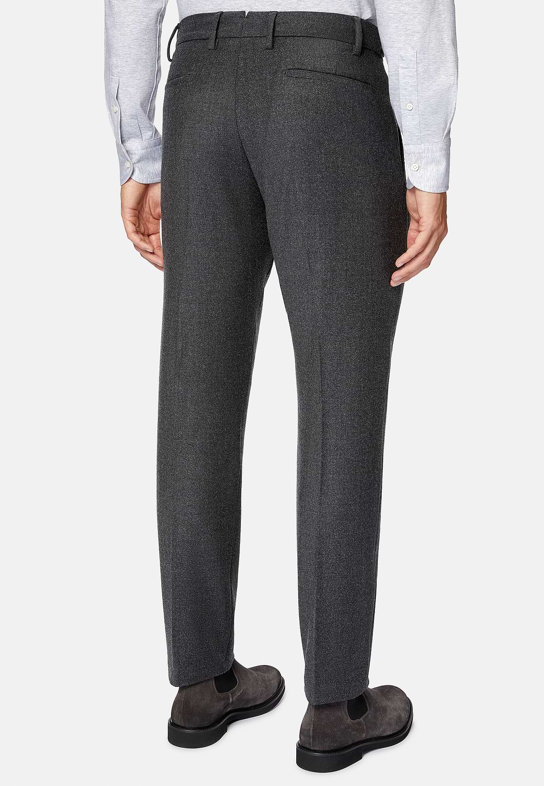 Pantalon En Flanelle Extensible., Gris foncé, hi-res