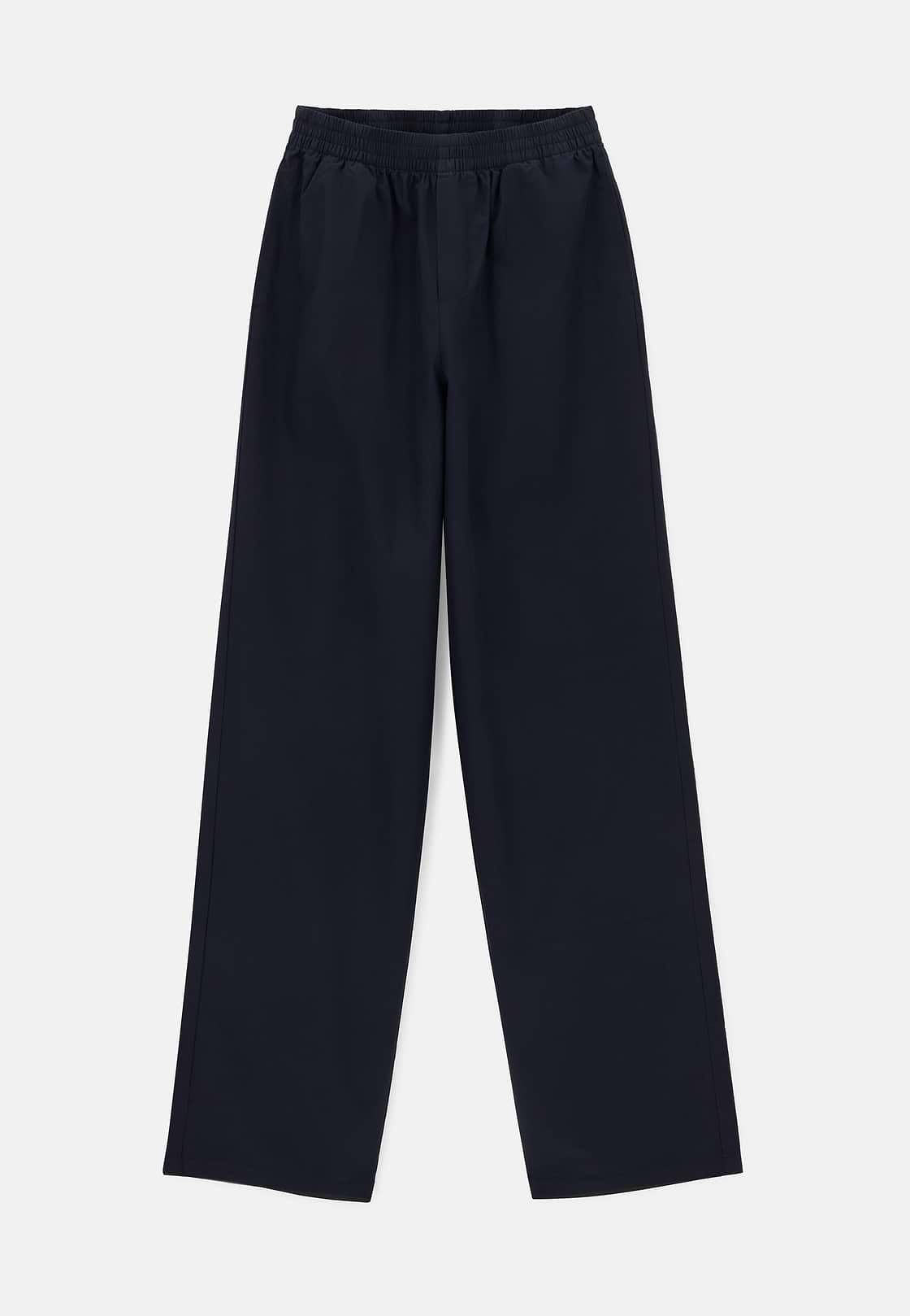 Pantaloni In Cotone, Navy, hi-res, 1