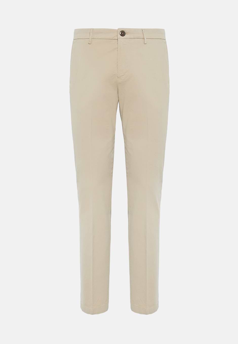 Stretch Cotton Trousers, Beige, hi-res