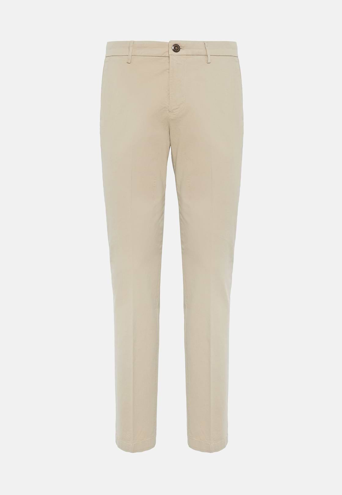 Pantalón De Algodón Elástico, Beige, hi-res