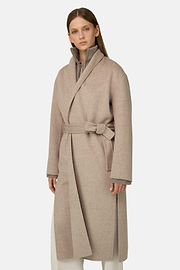 Coat in Wool Cashmere Single-Breasted, Sand, thumb, 1