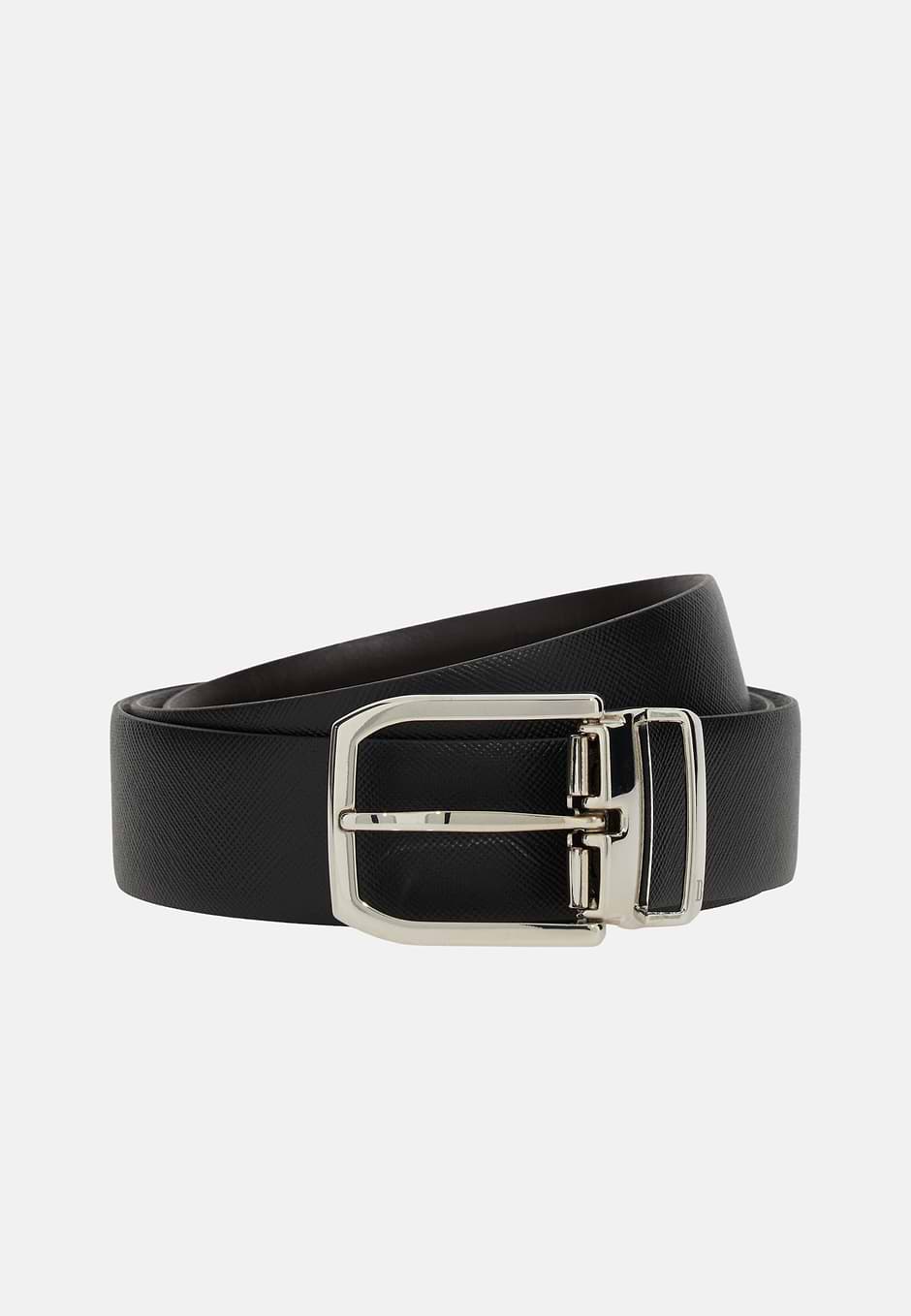 Reversible Leather Belt, Black, hi-res