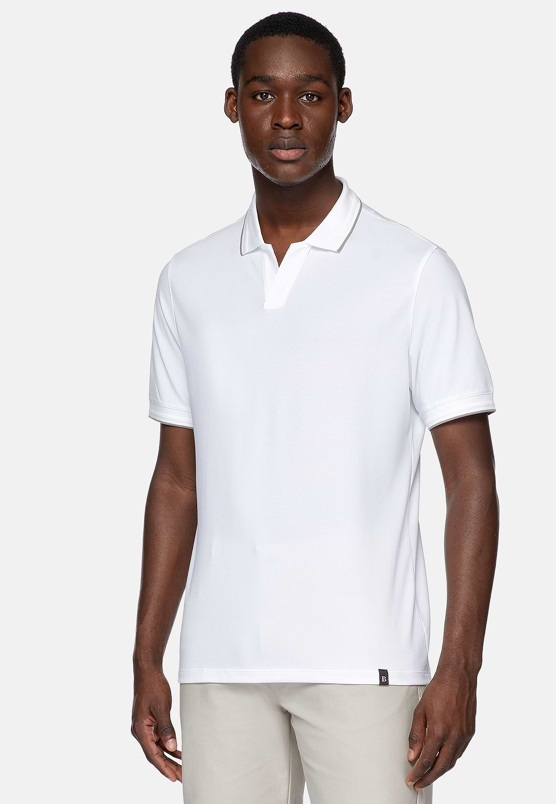 High-Performance Piqué Polo Shirt, White, hi-res