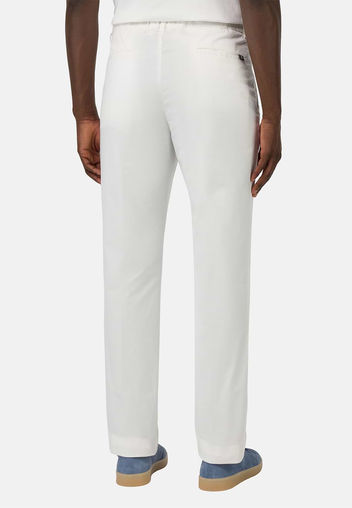 Stretch Cotton Trousers, White, hi-res