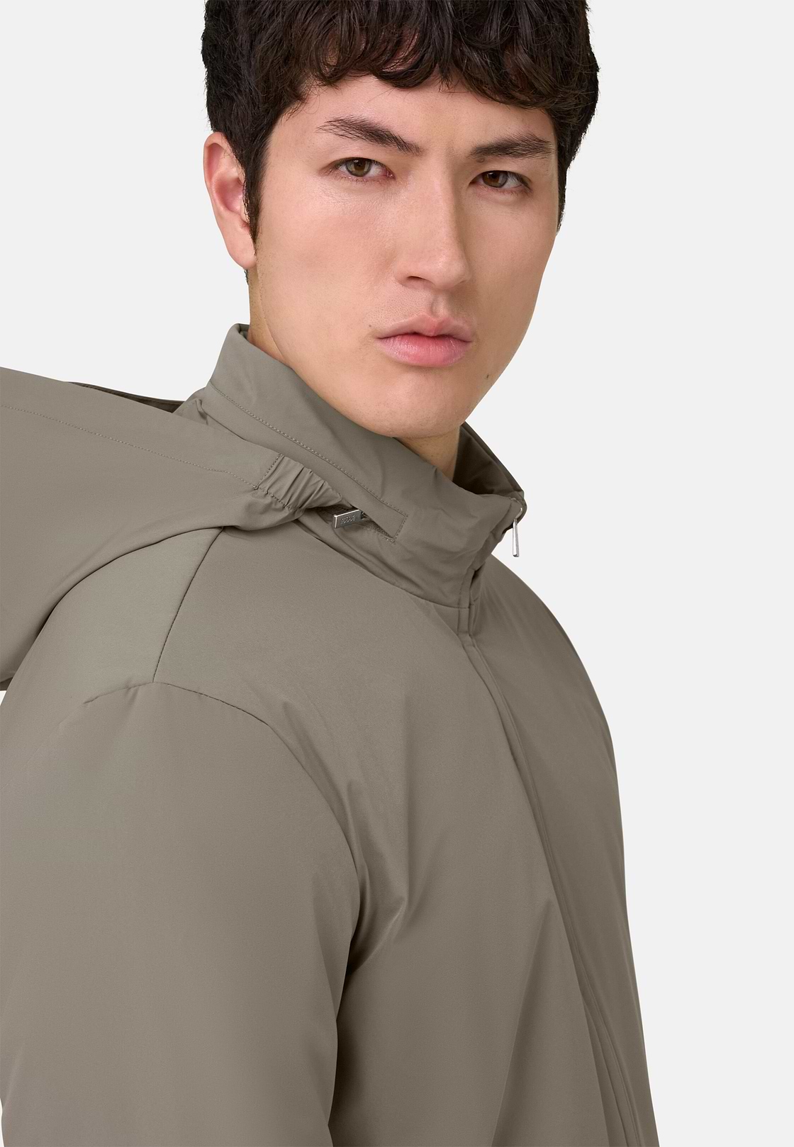 Technical Fabric Bomber Jacket, Brown, hi-res, 4