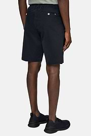 Stretch Cotton Summer Bermuda Shorts, Navy blue, hi-res