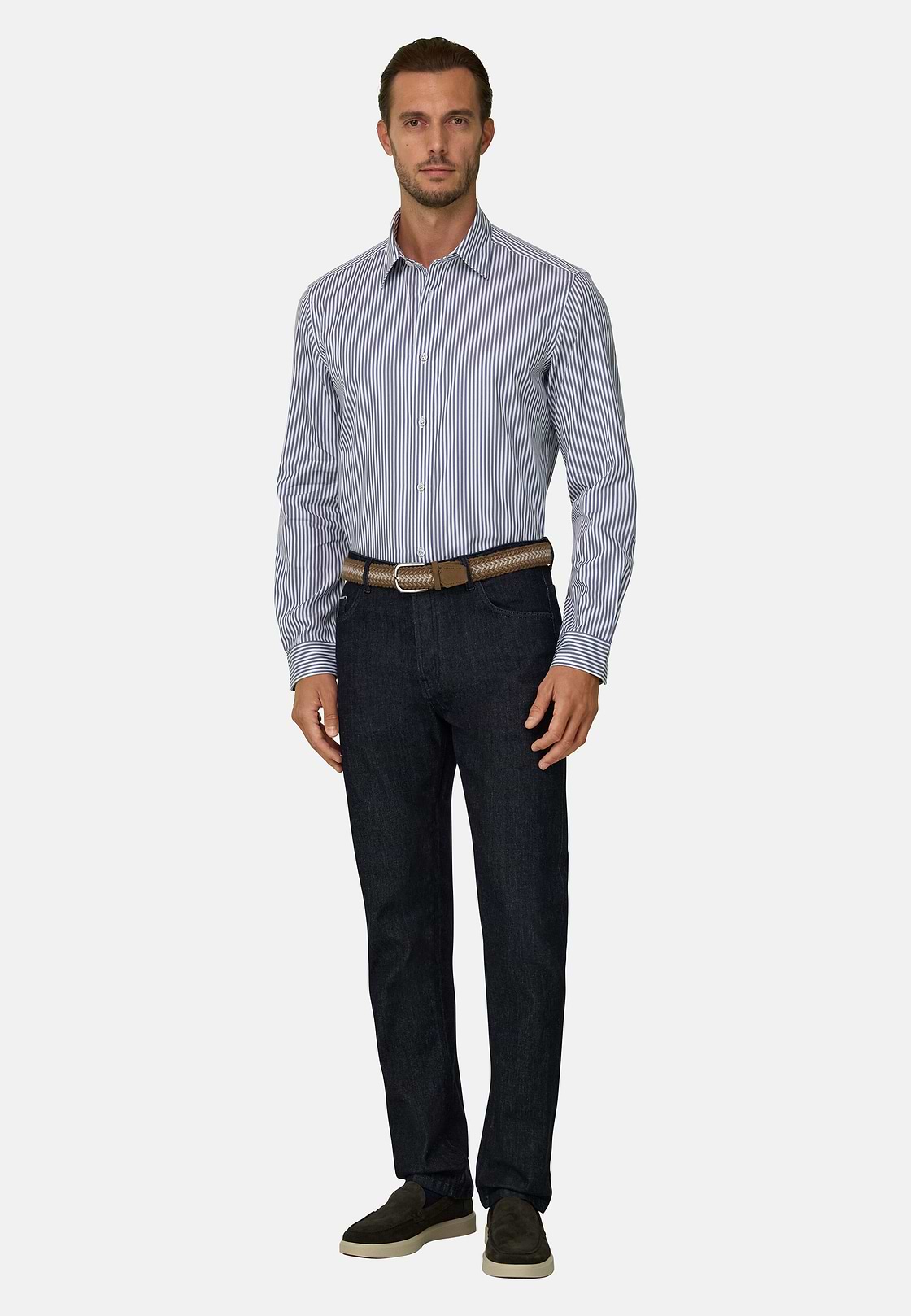 Overhemd Gestreept Popeline Regular Fit, Navy blue, hi-res, 2