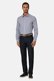 Overhemd Gestreept Popeline Regular Fit, Navy blue, thumb, 2