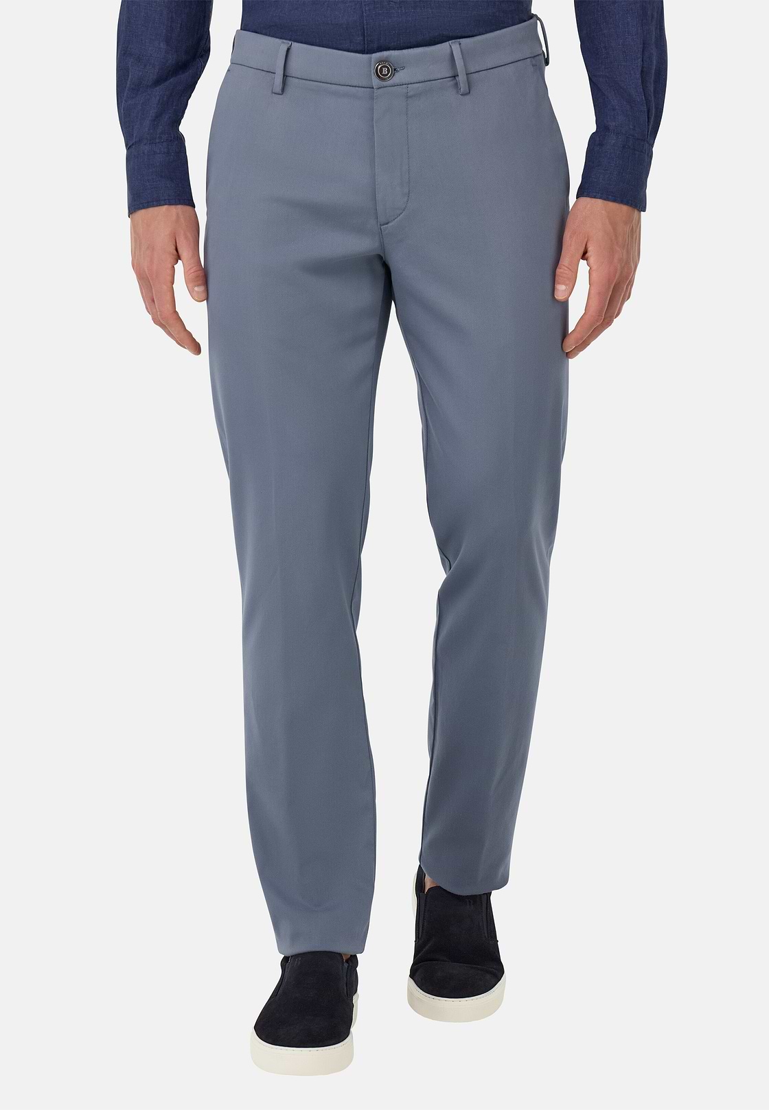 Stretch Cotton/Tencel Trousers, Indigo, hi-res