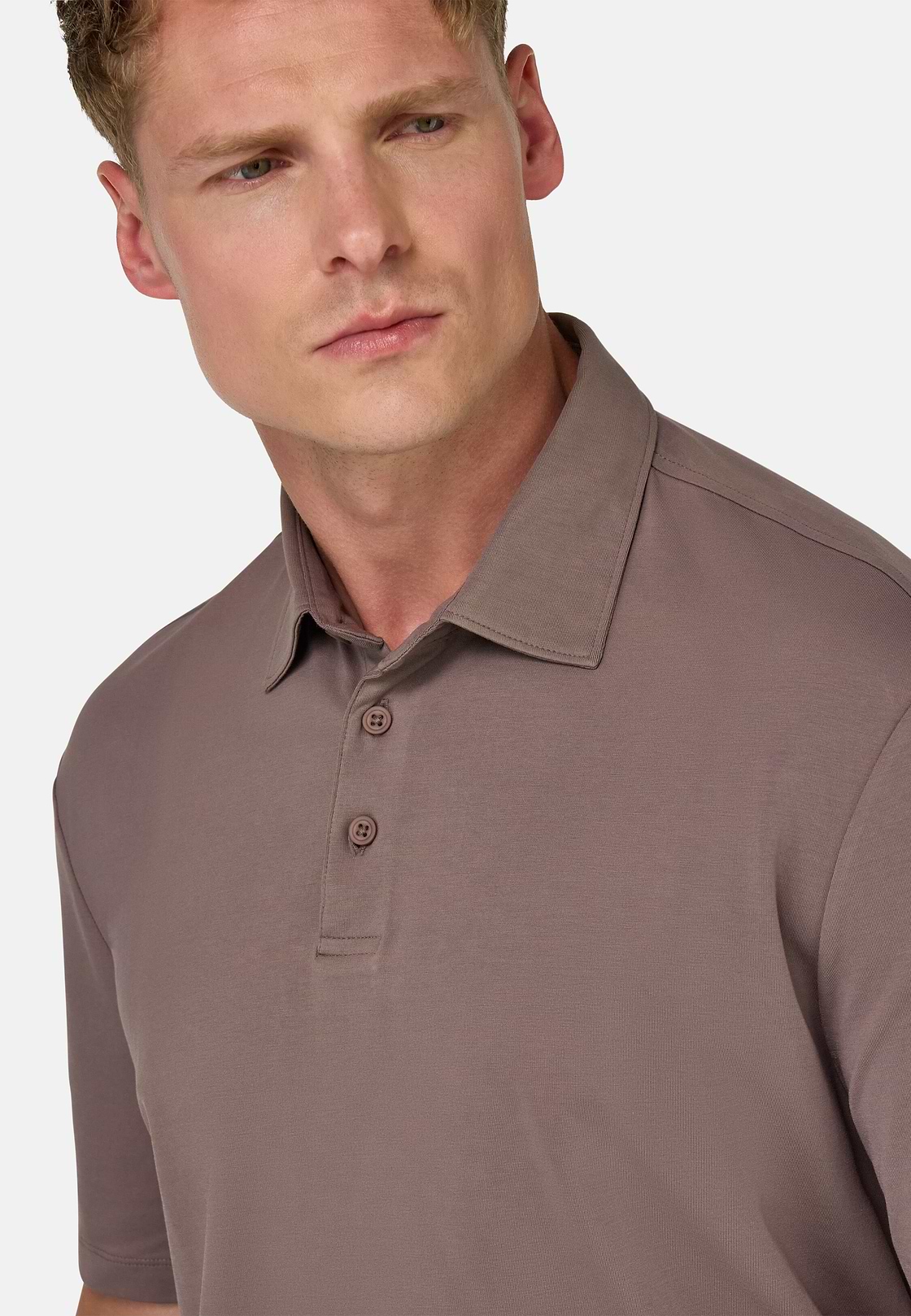 Polo Shirt In Stretch Supima Cotton, Taupe, hi-res