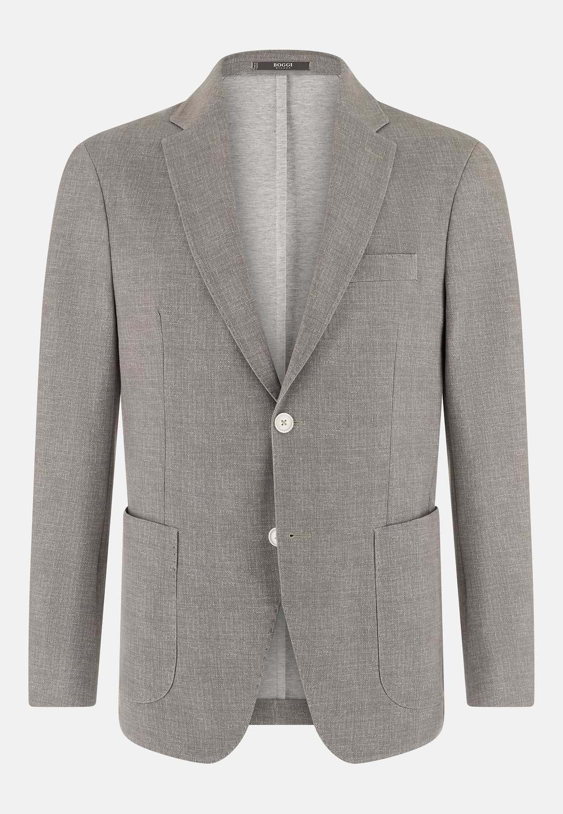 Micro Fancy Printed Cotton Blend Blazer, Light grey, hi-res, 5