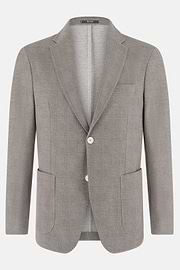 Micro Fancy Printed Cotton Blend Blazer, Light grey, thumb, 5