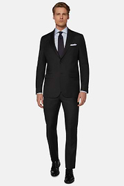 Charcoal Grey Super 130 Wool Jacket, Charcoal, hi-res