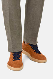 Sneakers En Daim, Orange, hi-res
