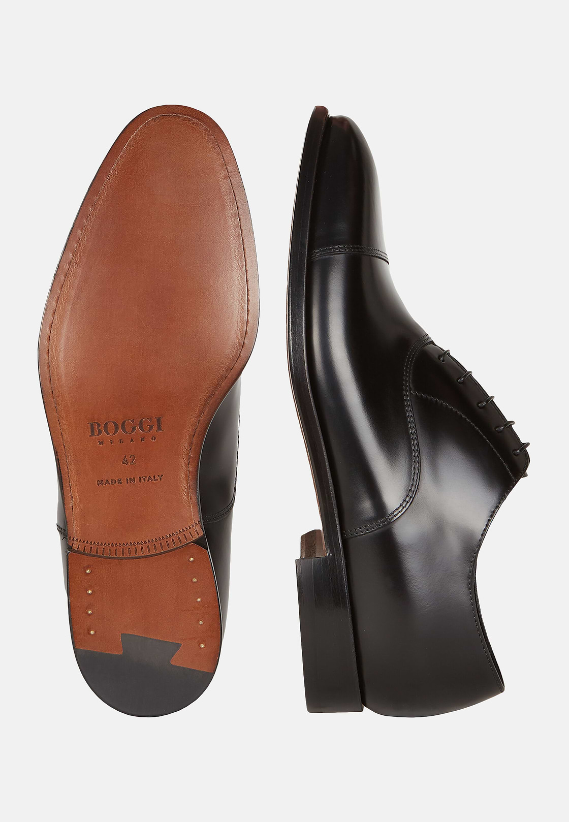 Leather Oxford Shoes, Black, hi-res
